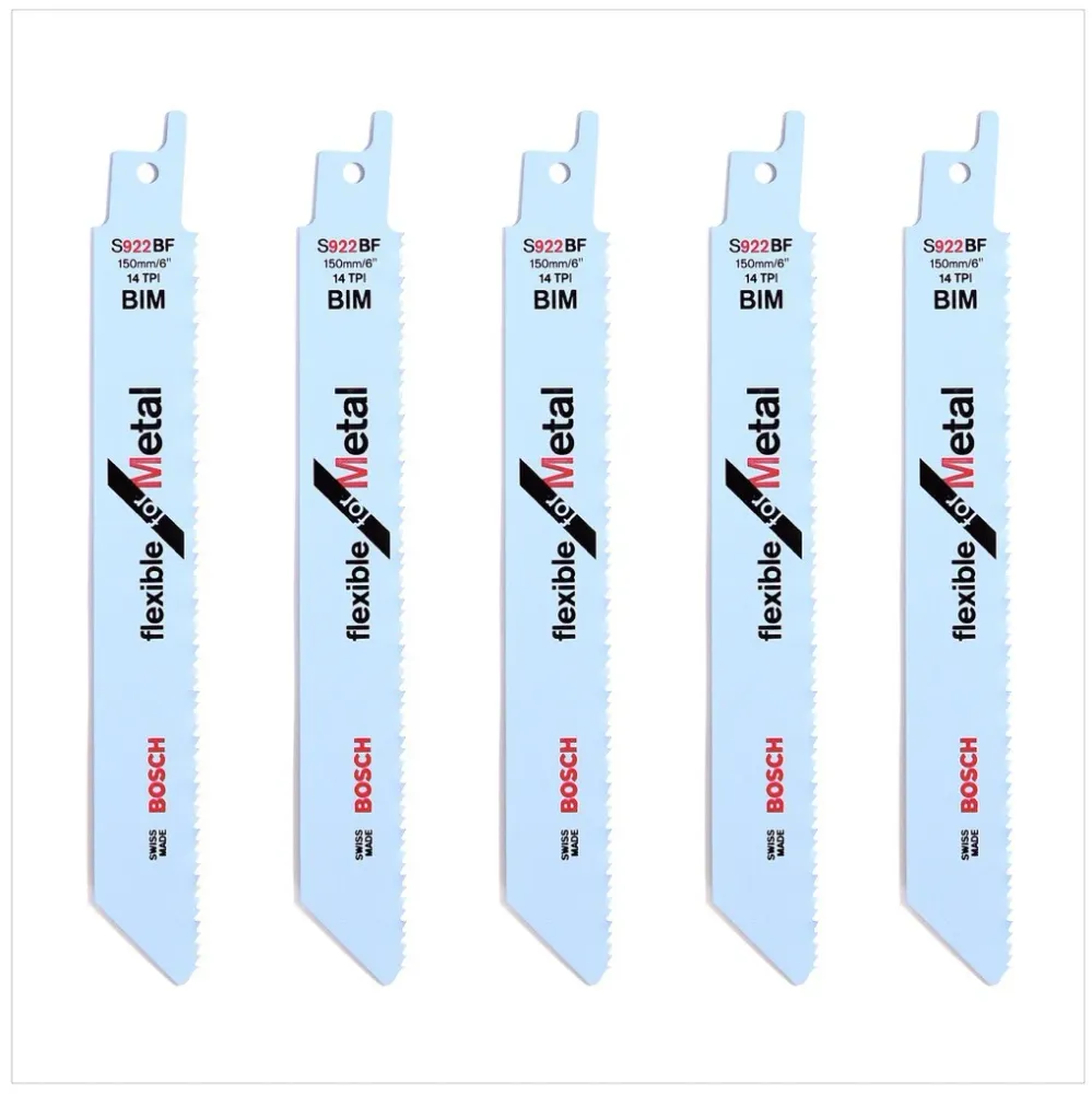 Bosch 5 hojas de sierra de sable 150 mm Flexibles para Metal S 922 BF / S922BF (2608656014) Bosch Professional