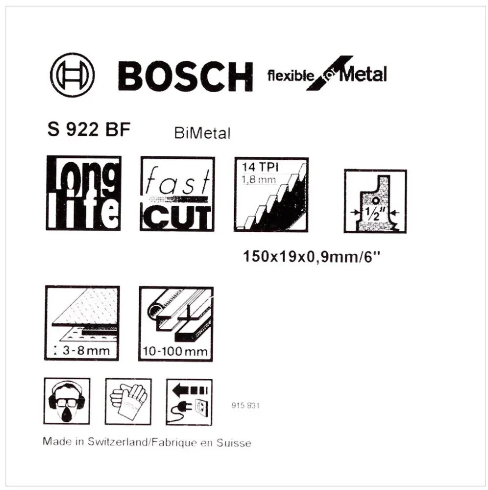 Bosch 5 hojas de sierra de sable 150 mm Flexibles para Metal S 922 BF / S922BF (2608656014) Bosch Professional