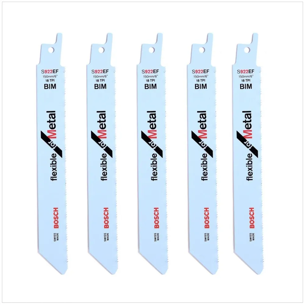 Bosch 5 hojas de sierra de sable 150 mm Progressor Flexible para Metal S 922 EF (2608656015) Bosch Professional