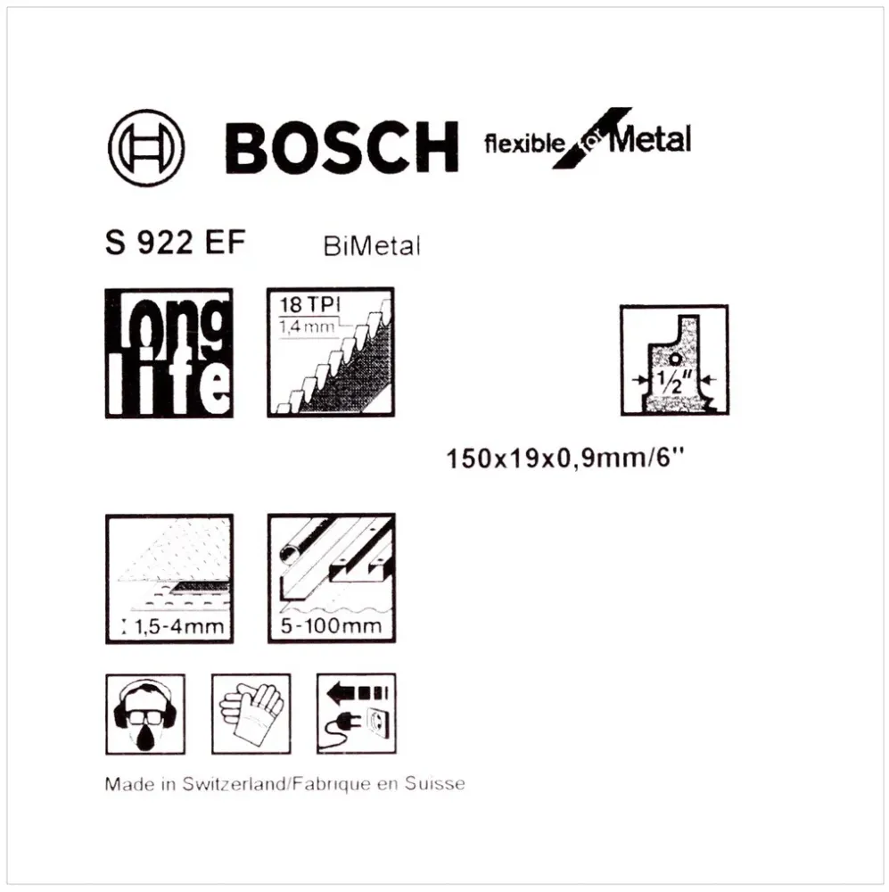 Bosch 5 hojas de sierra de sable 150 mm Progressor Flexible para Metal S 922 EF (2608656015) Bosch Professional