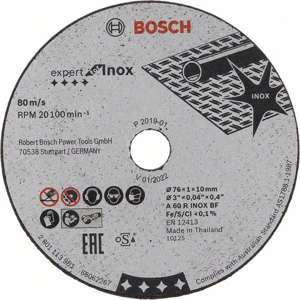 Disco de corte Bosch Expert INOX, 5 unidades, 76 mm, para GWS 10,8-76 / 12V-76 ( 2608601520 ) Bosch Professional