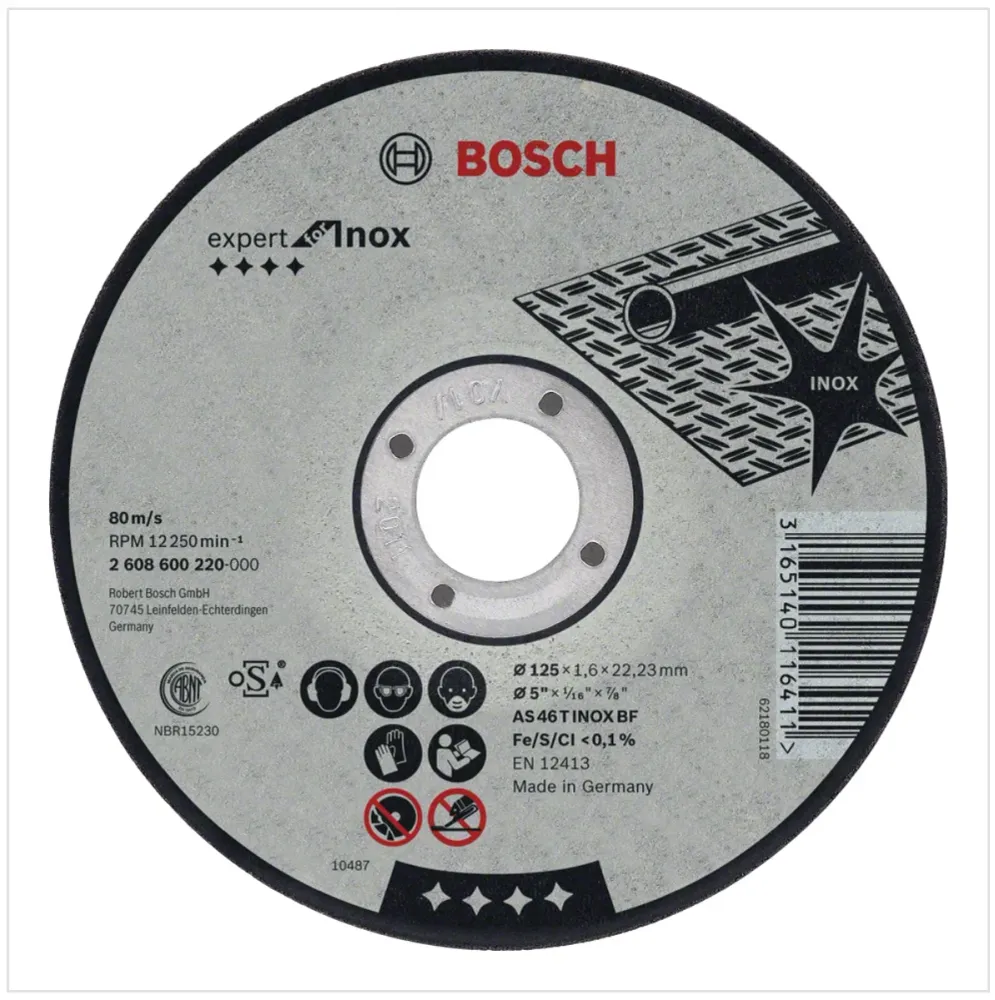 Disco de corte Bosch AS 60 T INOX BF 125 x 1,0 mm 25 piezas (25x 2608600549) Bosch Professional