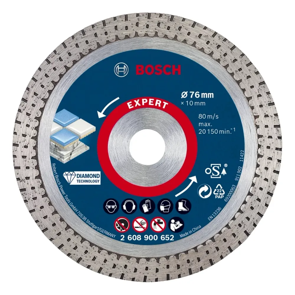 Disco de corte diamantado Bosch Expert Hard Ceramic 76 mm 76 x 1,5 x 10 mm ( 2608900652 ) Diamond Technology - sucesor de...