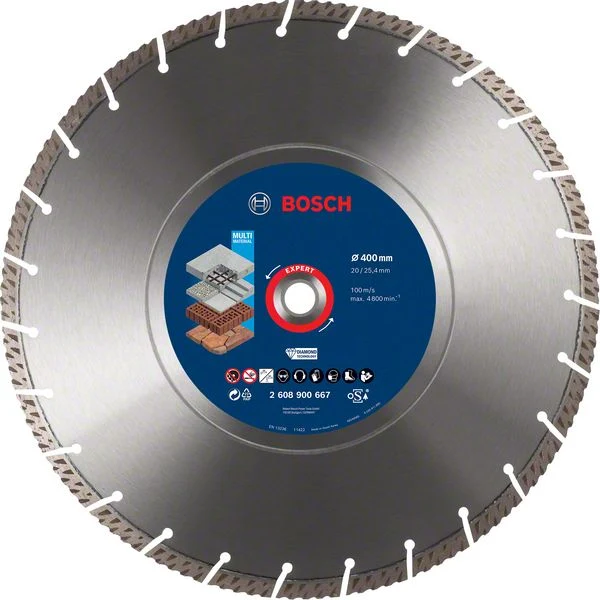 Disco de corte de diamante Bosch Expert MultiMaterial 400 x 3,3 x 25,40 mm (2608900667) Tecnologí Diamond para sierras de...