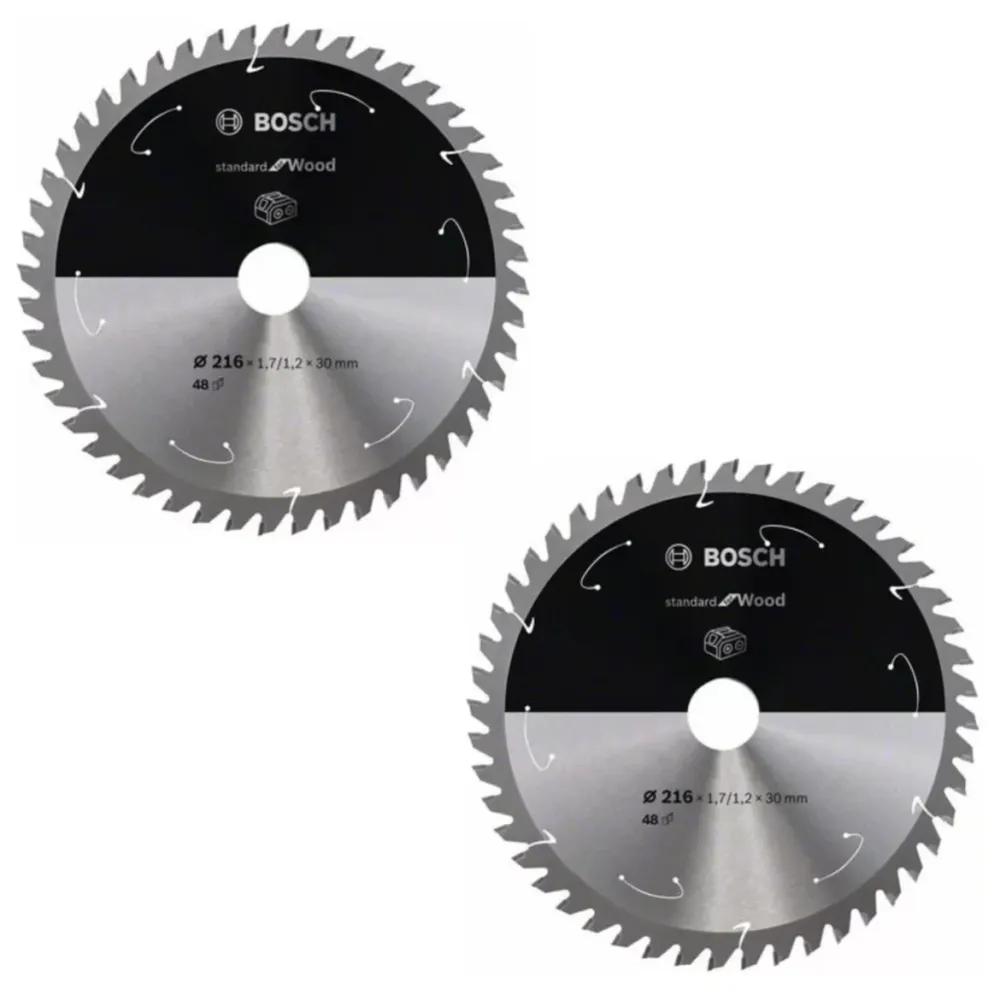 Hoja de sierra circular Bosch Estándar para madera 216 x 1,7 x 30 mm 48 dientes (2x 2608837723) Bosch Professional