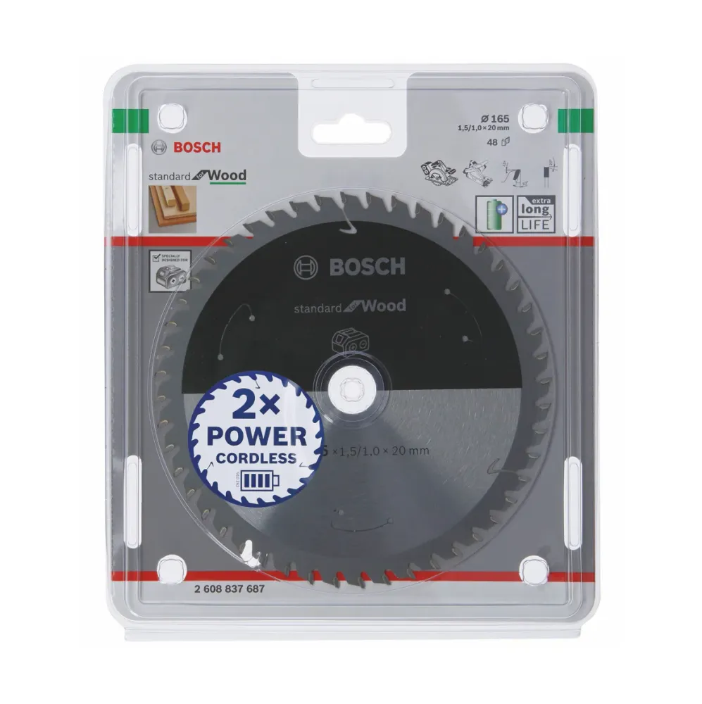 Hoja de sierra circular Bosch Estándar para madera 165 x 20 x 1,5 mm 48Z (2608837687) Bosch Professional