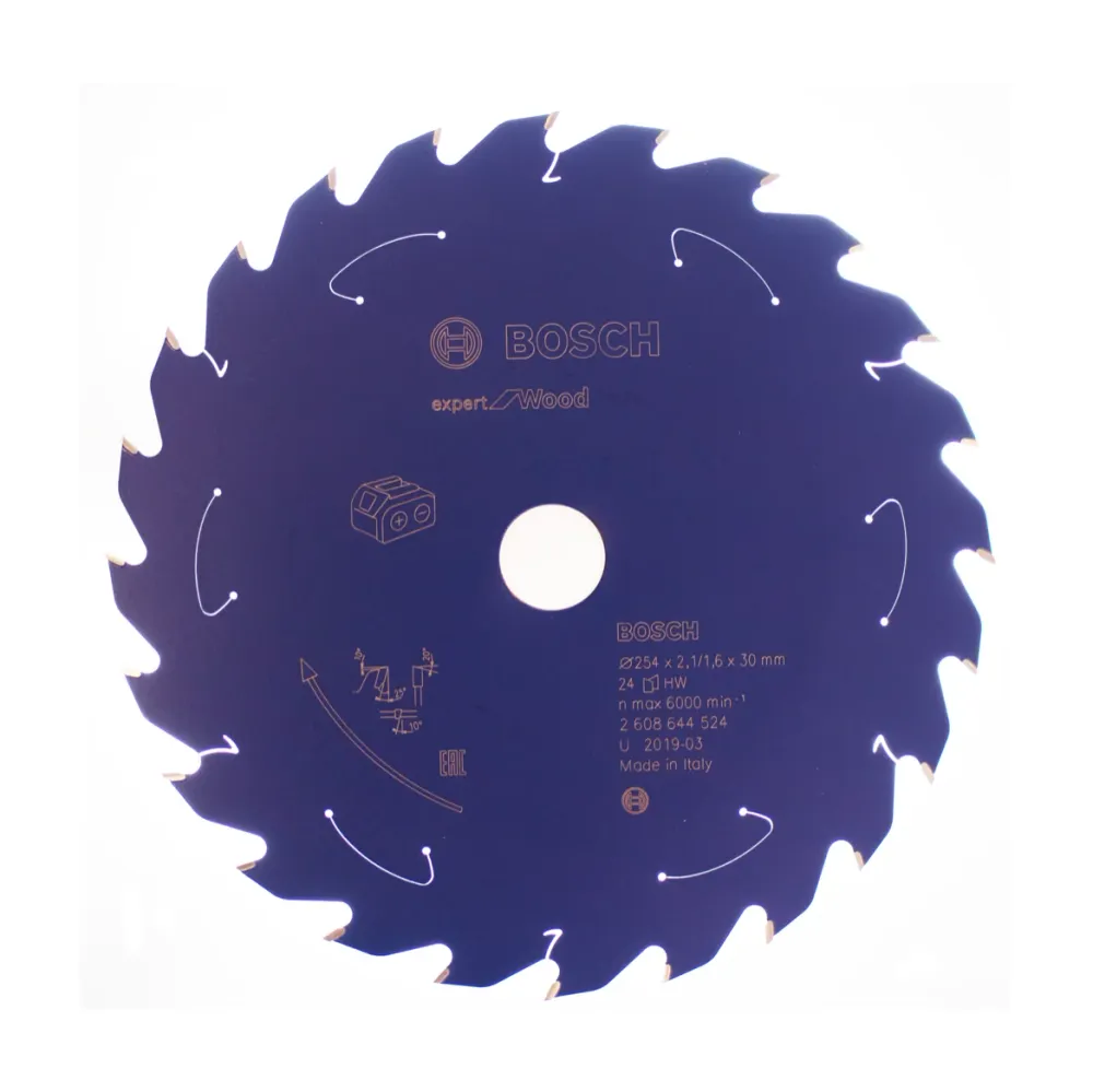 Hoja de sierra circular Bosch Expert Wood 254 x 1,6 x 30 mm 24 dientes para madera (2608644524) Bosch Professional