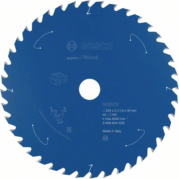 Hoja de sierra circular Bosch Expert Wood 254 x 1,6 x 30 mm 40 dientes para madera (2608644525) Bosch Professional