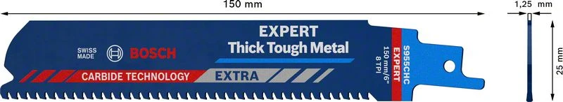 Hoja de sierra de sable BOSCH Expert Thick Tough Metal longitud 150 mm anchura 25 mm ( 4000837483 ) Bosch Professional