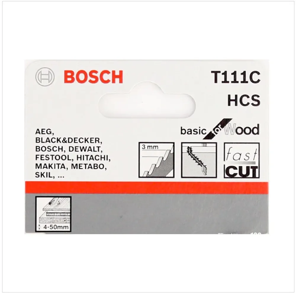 Hojas de sierra de calar Bosch T 111 C Basic para madera 5 piezas 100 mm (2608630033) Bosch Professional