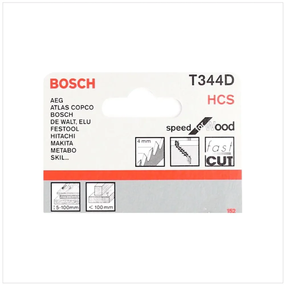 Hojas de sierra de calar Bosch T 344 D Speed para madera 5 piezas 152 mm (2608633A34) Bosch Professional