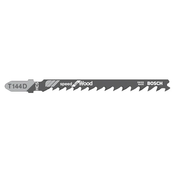 Hojas de sierra de calar para madera Bosch T 144 D - 100 piezas, diseño de dientes triscados, para sierras de calar con so...