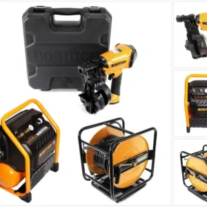 Clavadora de aire comprimido Bostitch RN46K-1-E CT + compresor de obra RC10SQ-E + manguera de aire comprimido CPACK30 30m...
