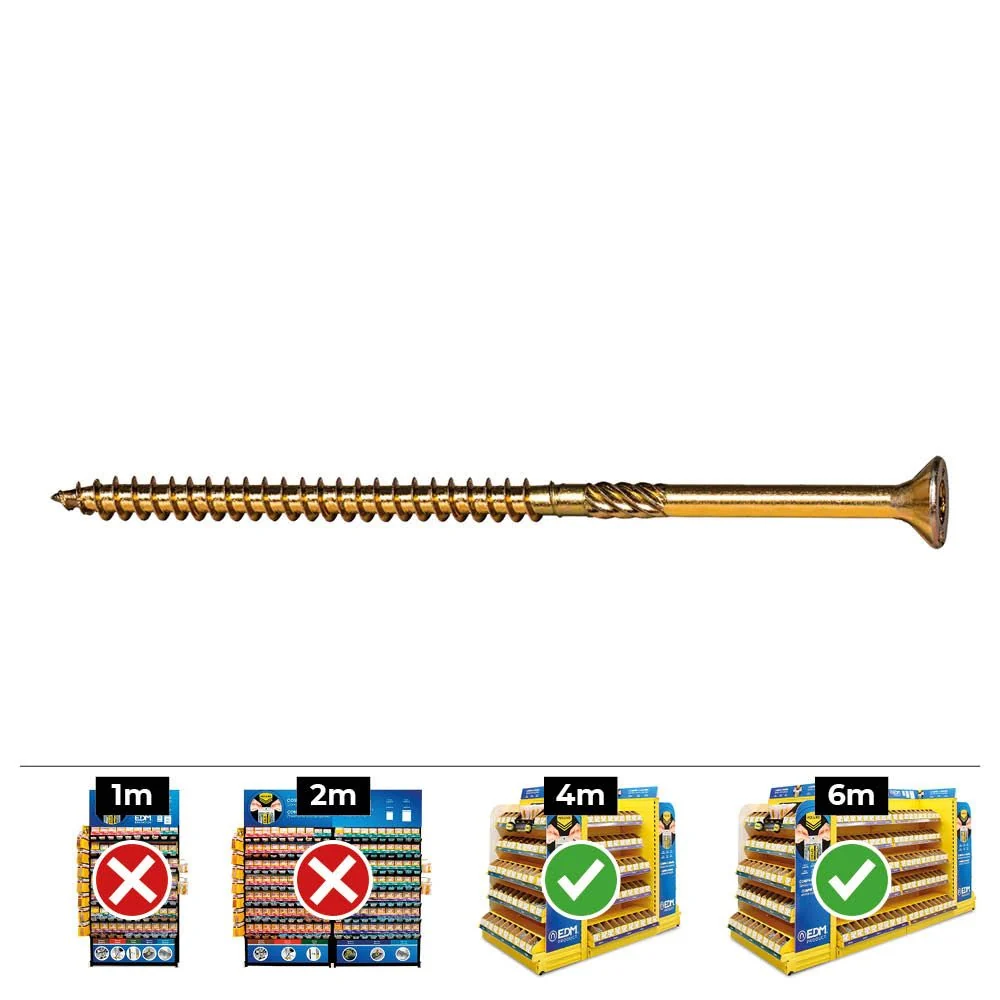 CAJA 100 UNIDADES TORNILLO MADERA AVELLANADO PZ R/PARC DIN/REF VLOX P Ø6 x 80 mm BICROMATADO CELO