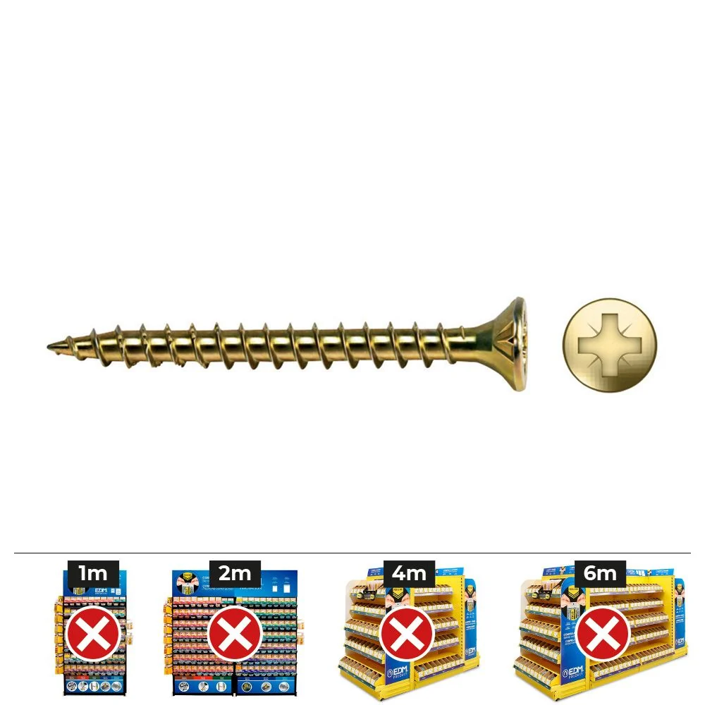 CAJA 1000 UNIDADES TORNILLO MADERA VLOX ROSCA COMPLETA AVELLANADO IMPRONTA PZ1 Ø2,5 x 17 m BICROMATADO CELO