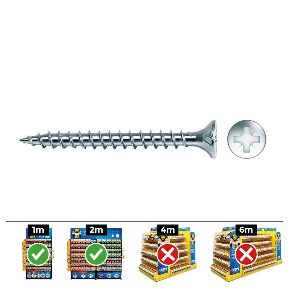 CAJA 90 unid. TORNILLO MADERA AVELLANADO POZI DIN/REF VLOX Ø5x70mm ZINCADO+LUBR. CELO