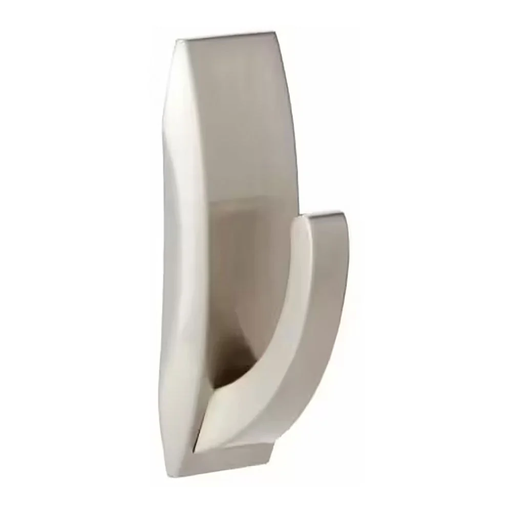 GANCHO MEDIANO, NÍQUEL PULIDO, 29 x 79 x 29 mm, 1 uds + 2 TIRAS, MAX 1,3 Kg COMMAND