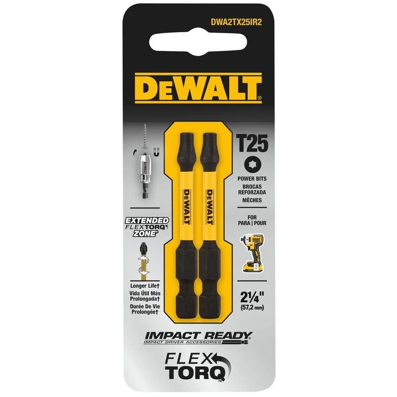Broca de impacto eléctrica T25X2" 2 unidades DeWalt