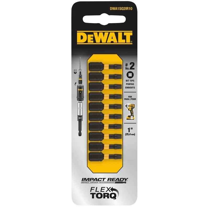 Broca de impacto S2 de 1" SW, paquete de 10 DeWalt