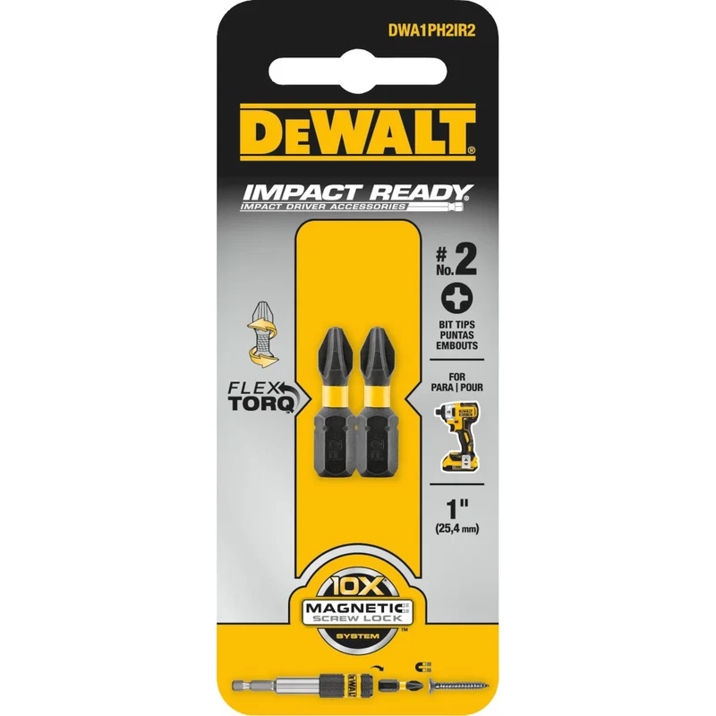 Broca de impacto Ph2X1"Pk, 2 unidades DeWalt