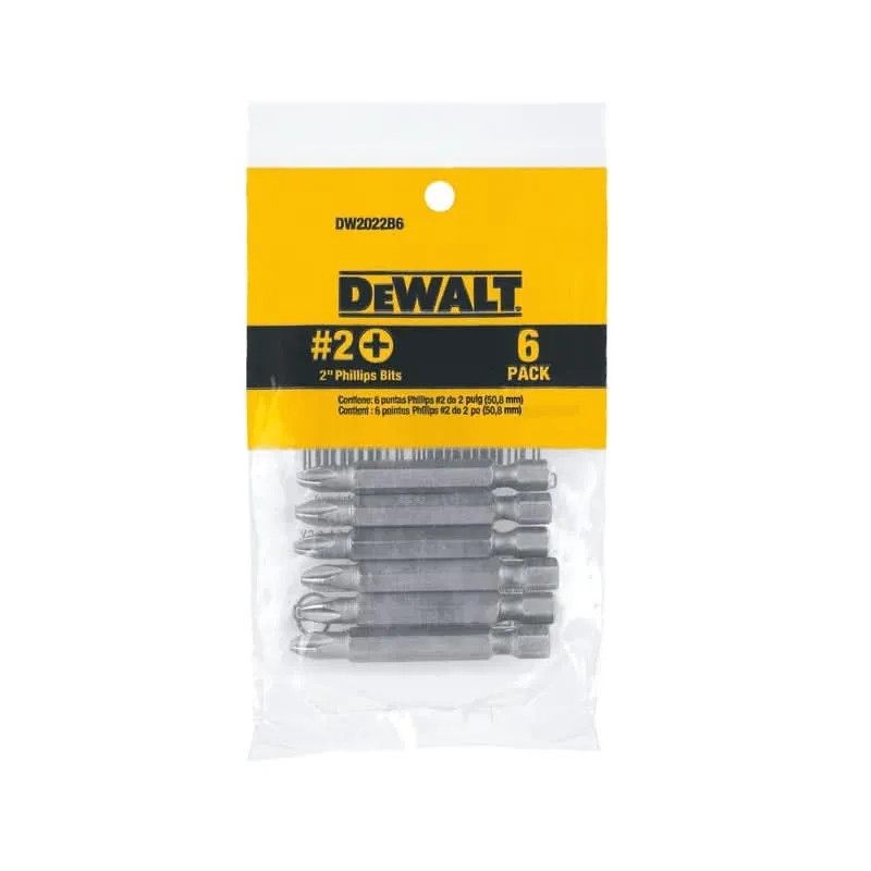 Broca de potencia de 2" Ph#2, paquete de 6, Dw DeWalt