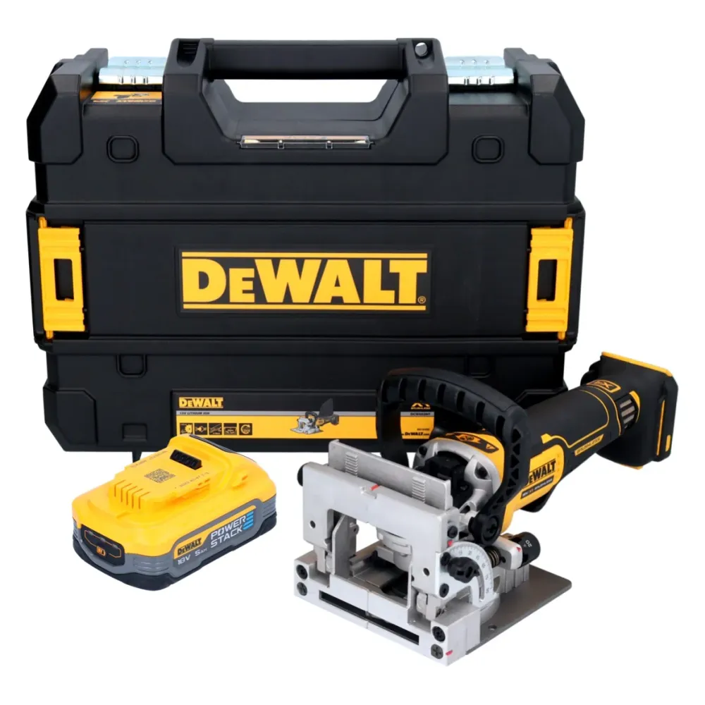 Fresa plana sin cable DeWalt DCW 682 NT 18 V 102 x 20 mm sin escobillas + 1x baterí Powerstack 5,0 Ah + TSTAK - sin cargador