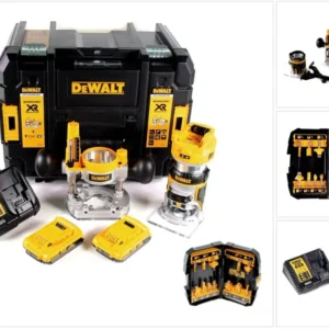 Fresadora combinada baterí DeWalt DCW 604 D2 18V 55 mm + 2x baterías 2,0 Ah + 1x cargador rápido + juego de fresas 12 piez...