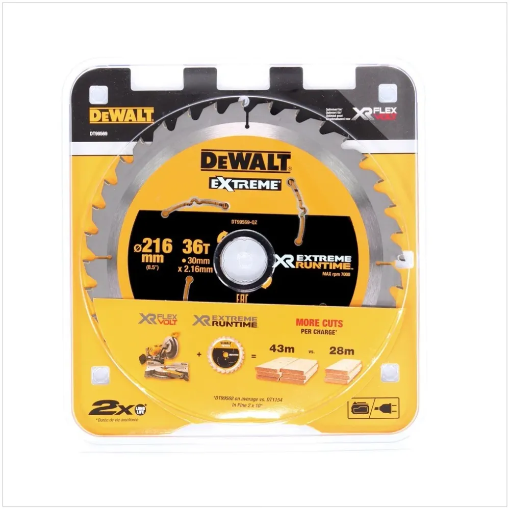 Hoja de sierra circular de mano Dewalt DT 99569 XR 216 mm / 30 mm con 36 dientes