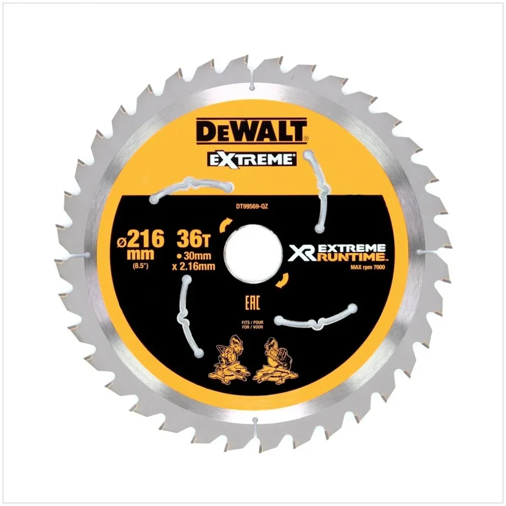 Hoja de sierra circular de mano Dewalt DT 99569 XR 216 mm / 30 mm con 36 dientes
