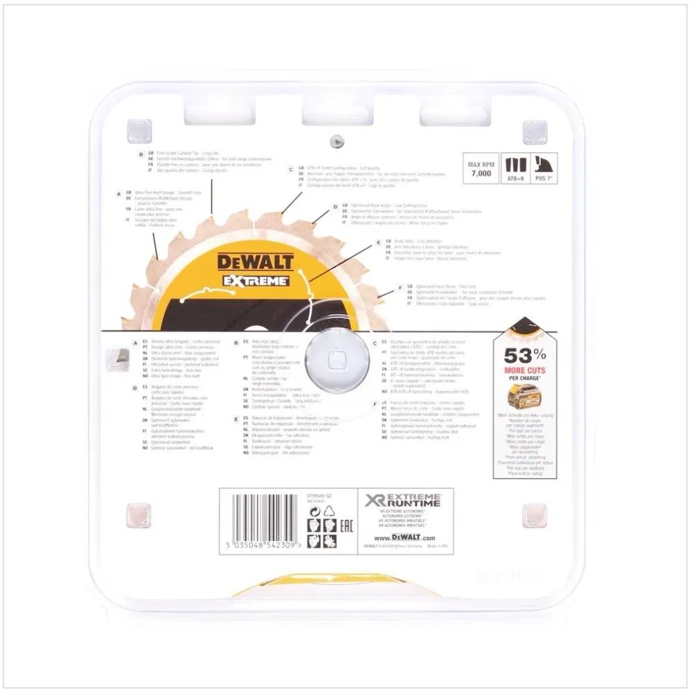 Hoja de sierra circular de mano Dewalt DT 99569 XR 216 mm / 30 mm con 36 dientes