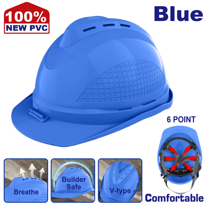 CASCO DE SEGURIDAD COLOR AZUL RANURAS DE VENTILACION REFUERZO SUPERIOR EN V. EMTOP