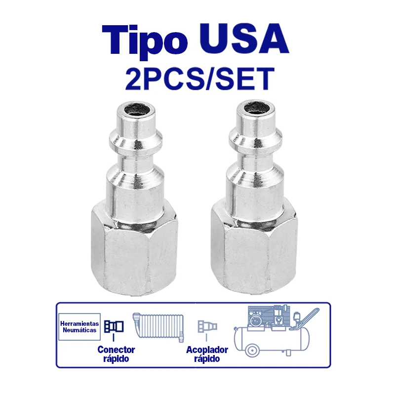 JUEGO DE 2 CONECTORES HEMBRA ROSCA NPT 1/4 PARA ACOPLE RAPIDO. EMTOP