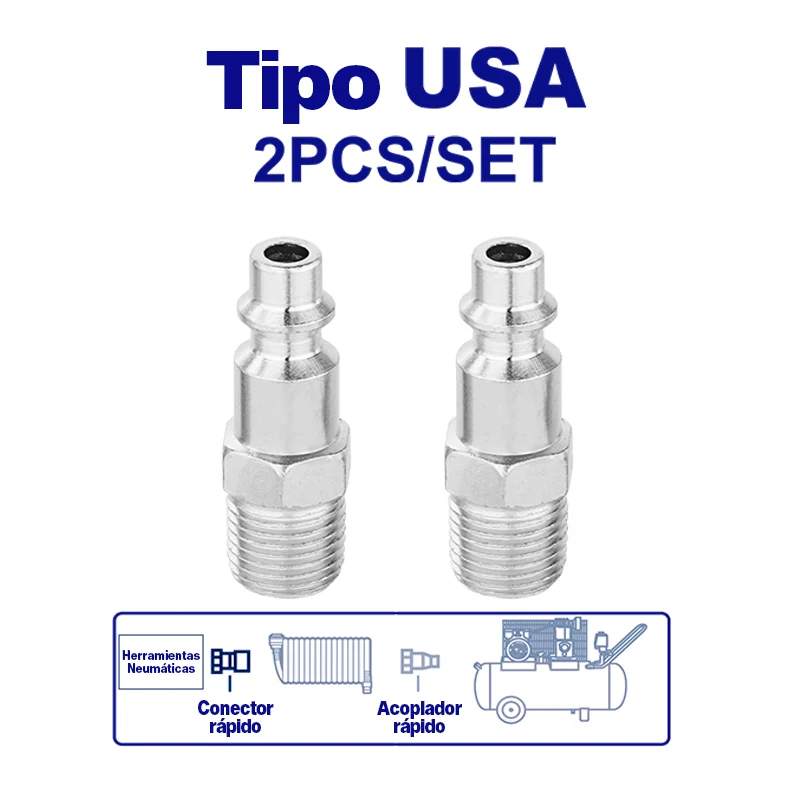 JUEGO DE 2 CONECTORES MACHO ROSCA NPT 1/4 PARA ACOPLE RAPIDO. EMTOP