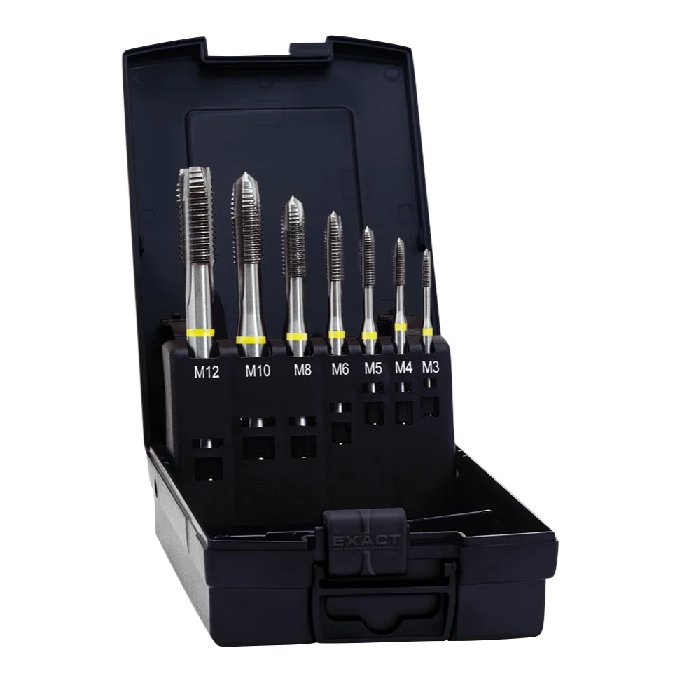 Exact HM2 Juego de machos de roscar mecánicos : M3 - M12, HSS-E Forma B métrica, DIN 371B / 376B, 7 pzs. ( 05112 )