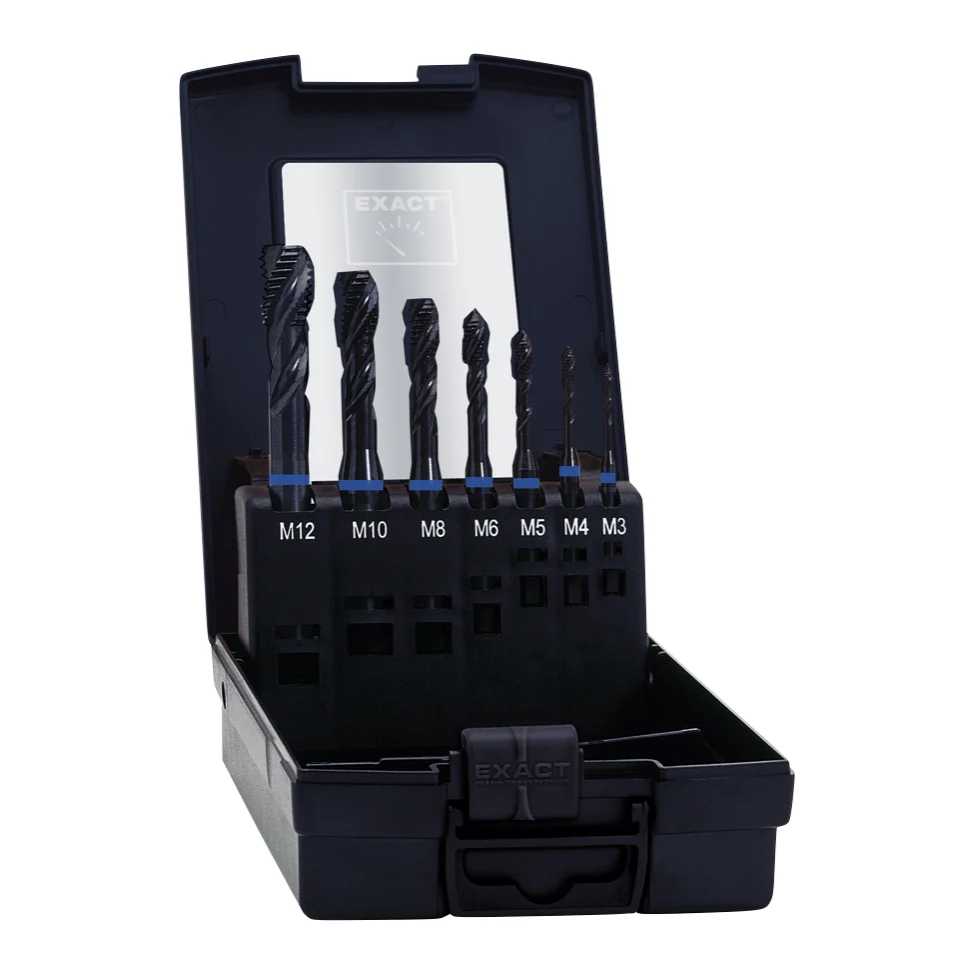 Surtido de machos de máquina Exact HM7 7 piezas M3 - M12 (43654) HSS-E VAP 35° RSP métrico para acero inoxidable