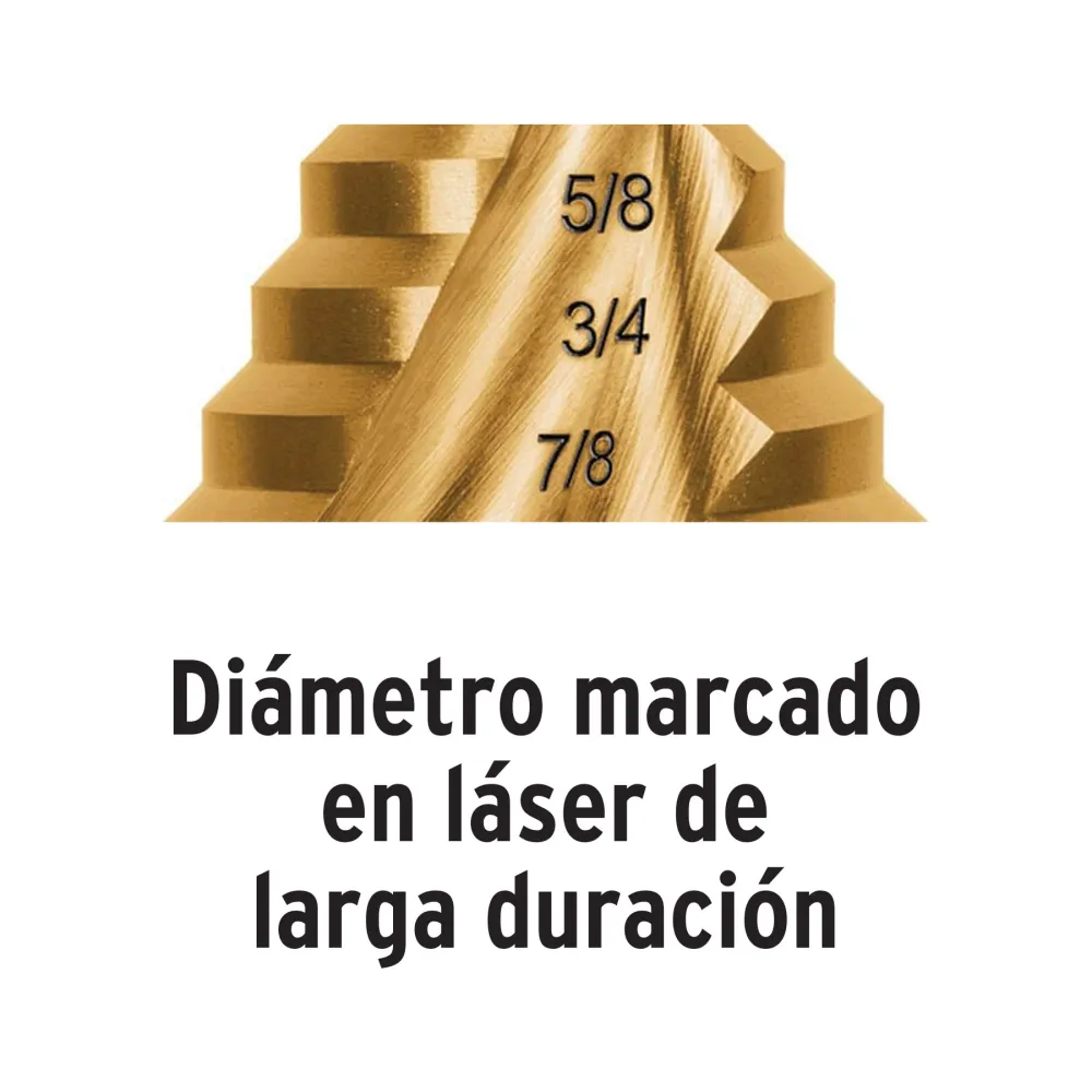 Broca escalonada titanio 9 escalones 1/4" 3/4", Expert