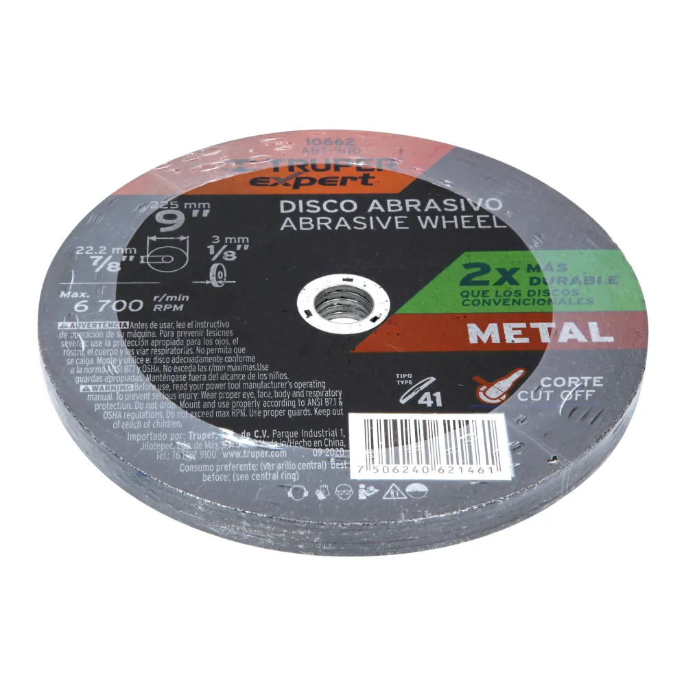 Disco para corte de metal, tipo 41, diámetro 9' Expert 10662 ABT-500