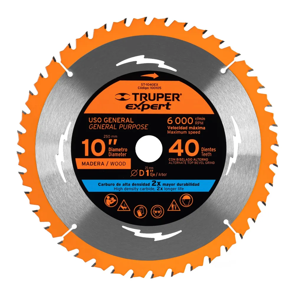Disco sierra 10' para madera, 40 dientes centro 1', Expert 100105 ST-1040EX