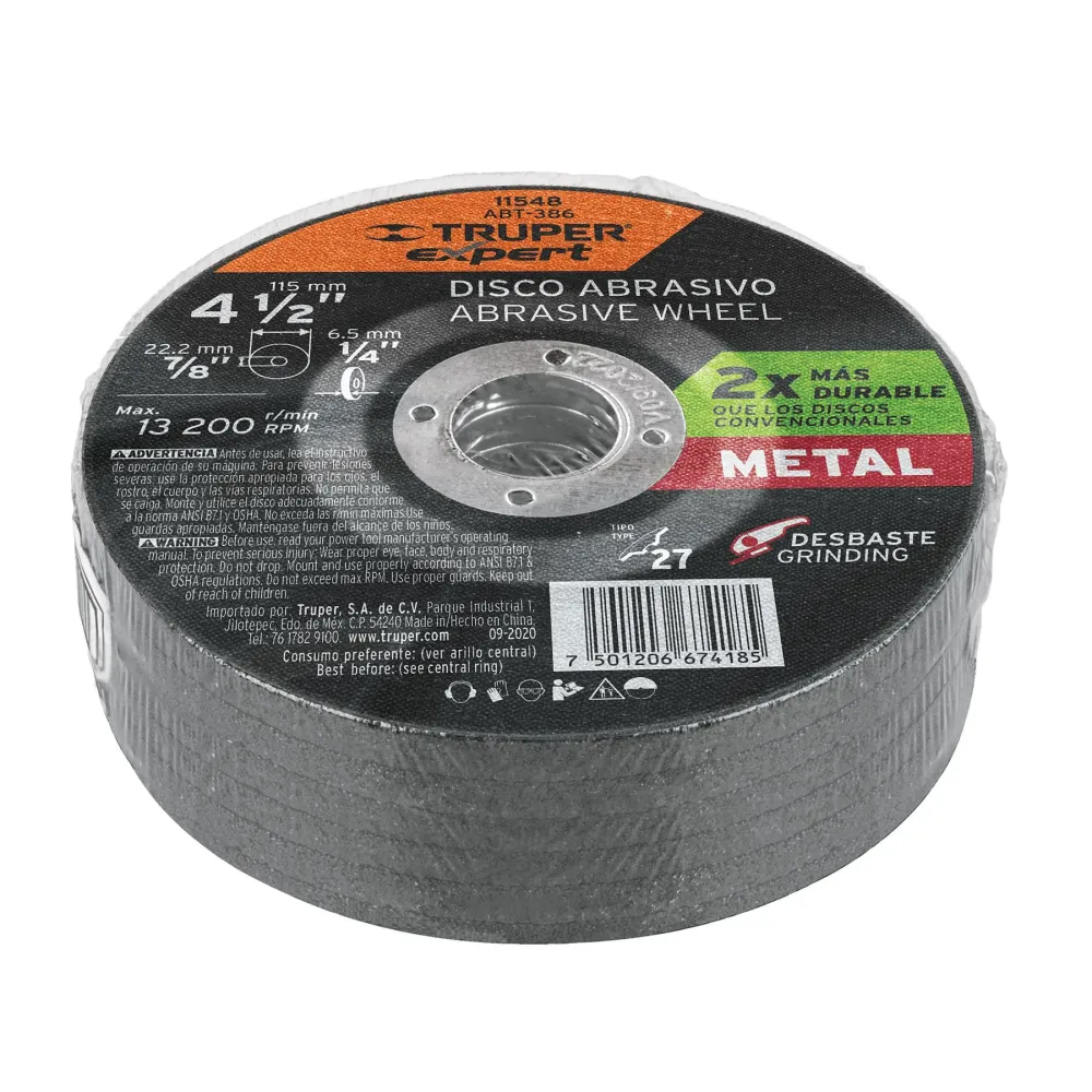 Disco Tipo 27 de 4-1/2' x 6.4 mm desbaste de metal, Expert 11548 ABT-386