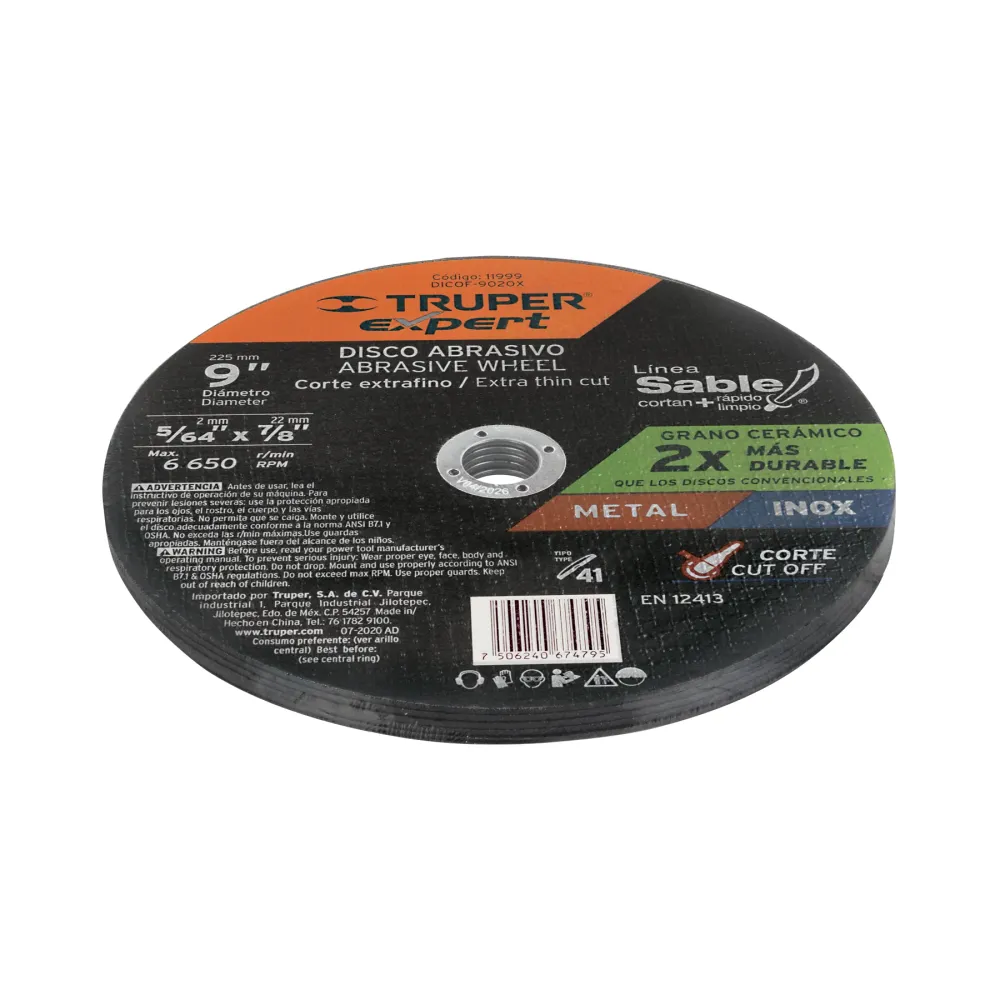Disco Tipo 41 de 9' x 2 mm corte fino de metal, Expert 11999 DICOF-9020X