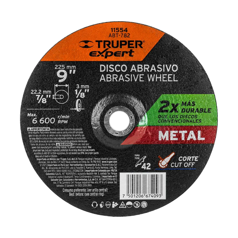 Disco Tipo 42 de 9' x 3.2 mm corte metal, Truper Expert 11554 ABT-782