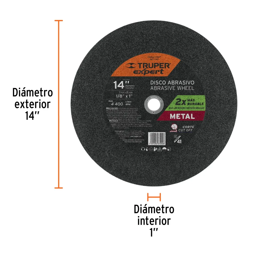 Disco Tipo 41 de 14' x 3 mm para corte de metal, Expert 11567 ABT-742