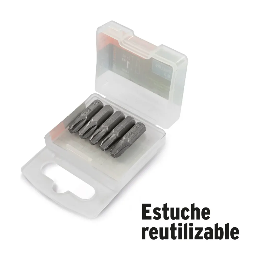 Estuche con 5 puntas hexagonales de 1/4mm largo 2", Expert