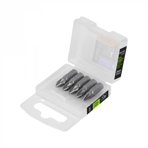 Estuche con 5 puntas pozidriv PZ2 largo 1', Truper Expert 12158 PUDE-2102