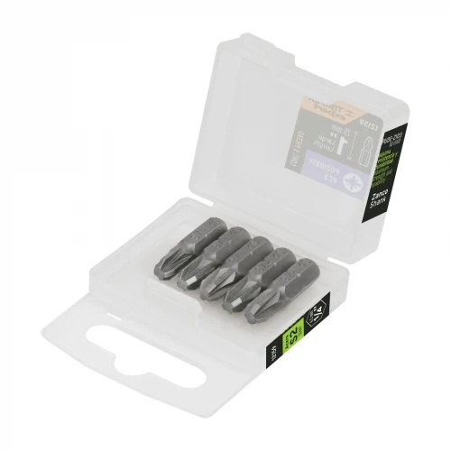 Estuche con 5 puntas pozidriv PZ3 largo 1', Truper Expert 12159 PUDE-2103