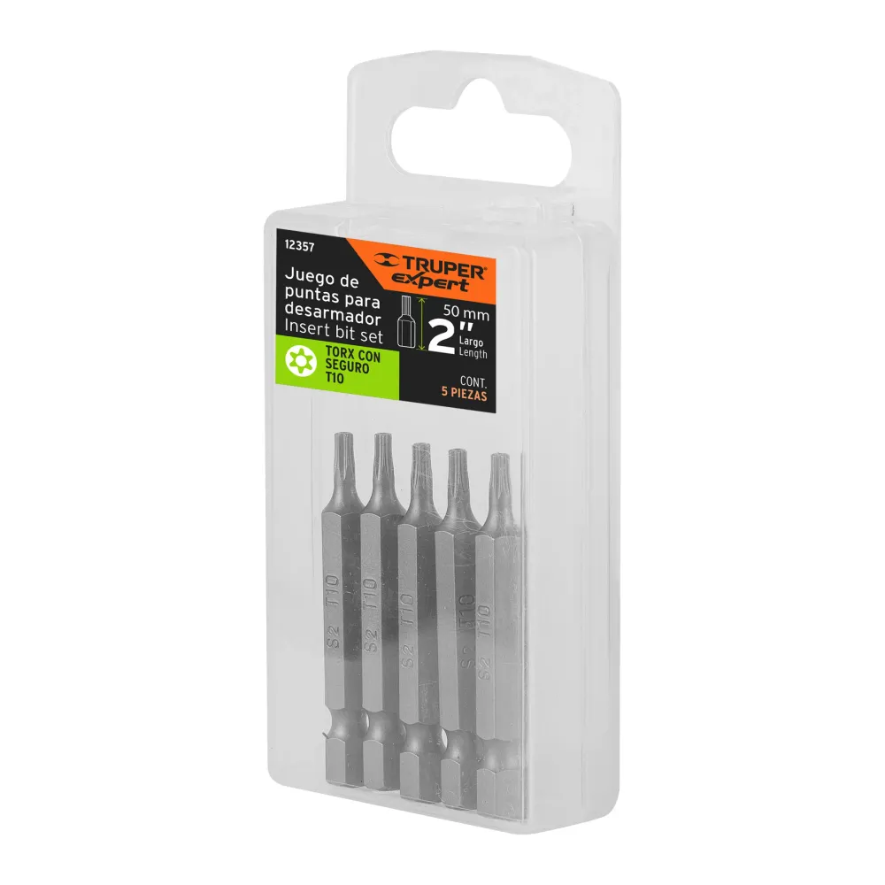 Estuche con 5 puntas torx T10 con seguro largo 2", Expert