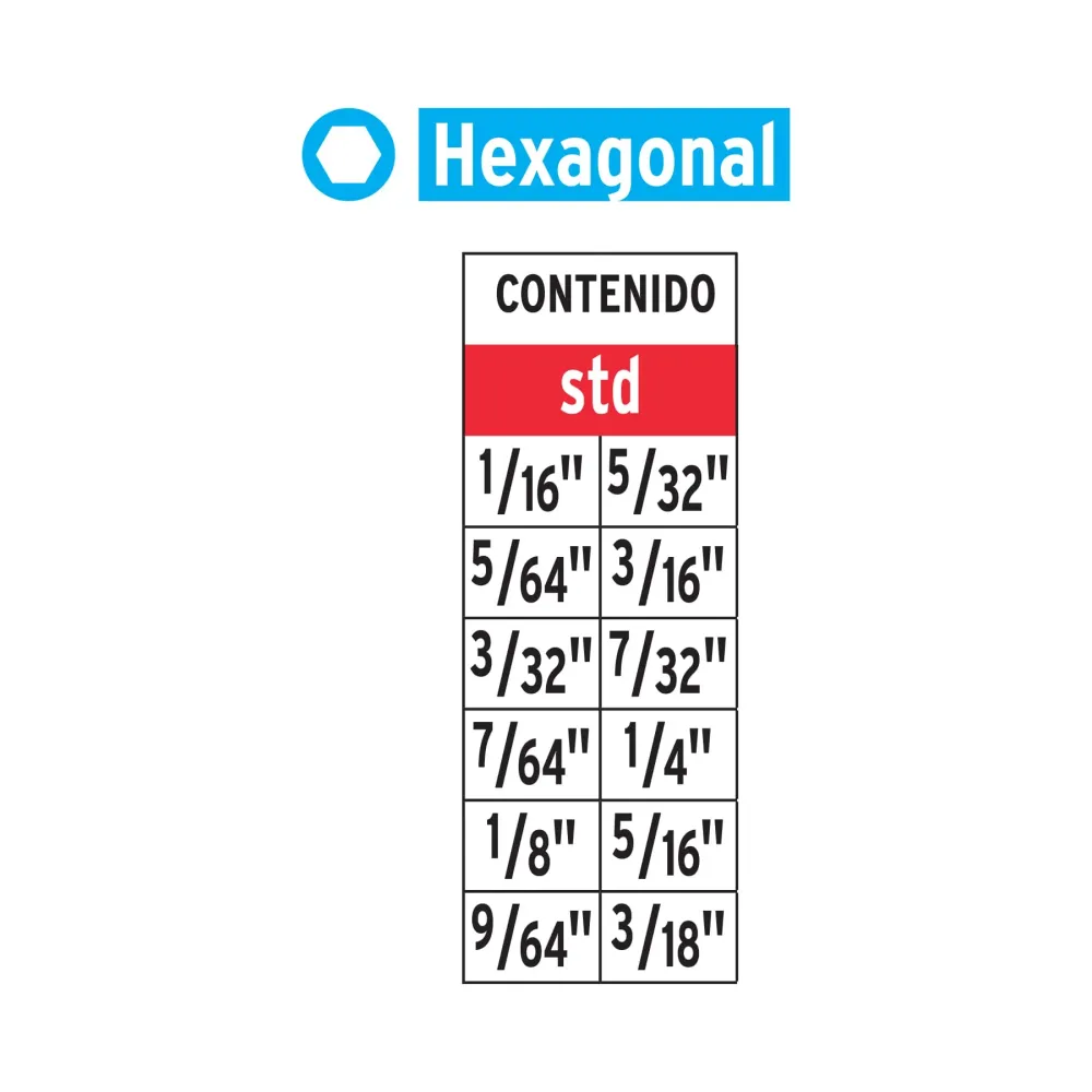 Juego de 12 puntas hexagonales estándar largo 2", Expert