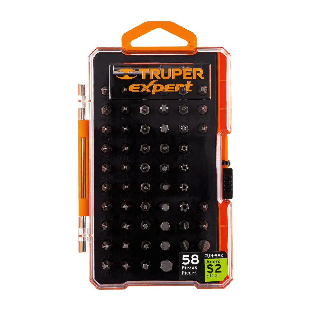 Juego de 58 puntas mixtas largo 1" estuche plástico, Expert