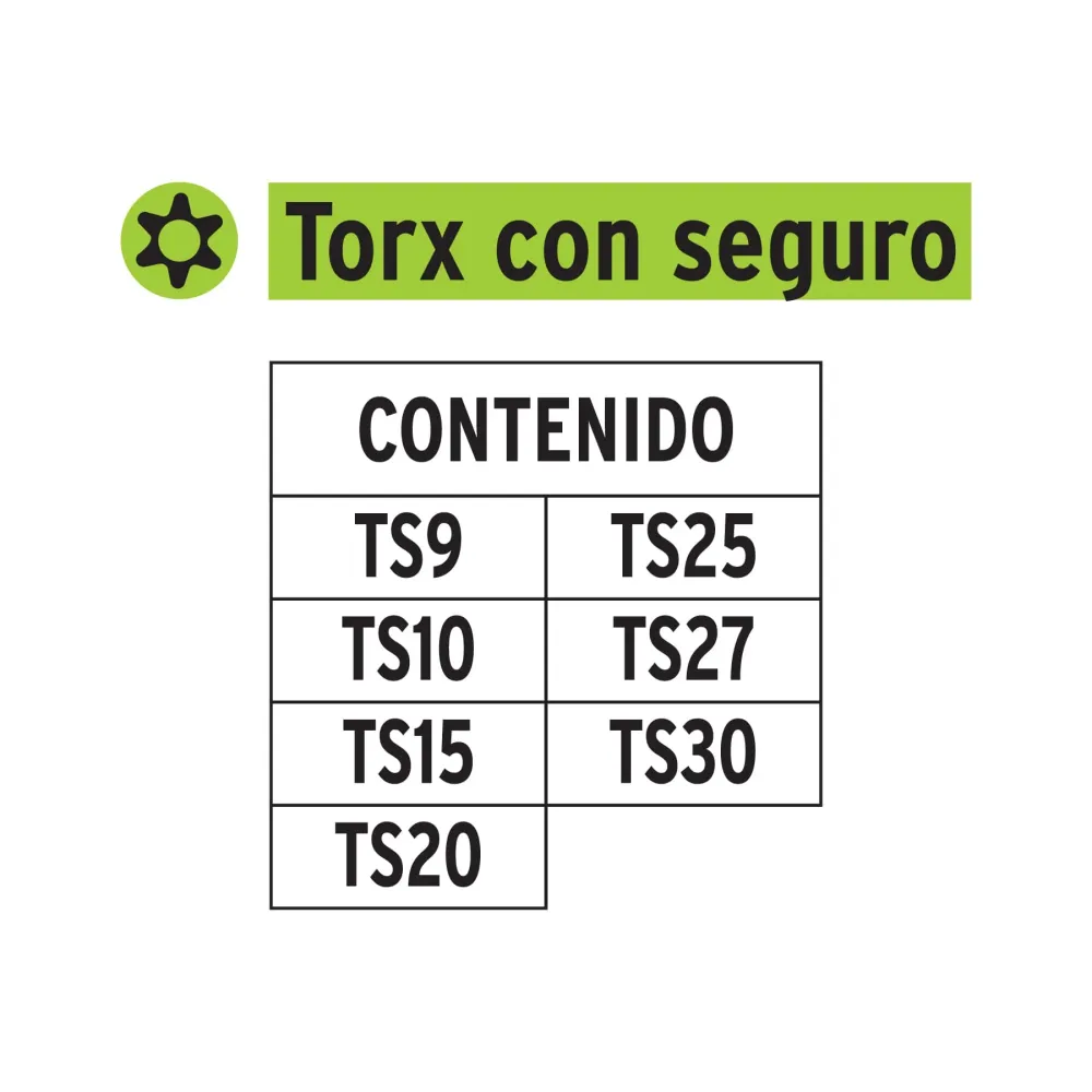 Juego de 7 puntas torx combinadas con seguro largo 1", Expert