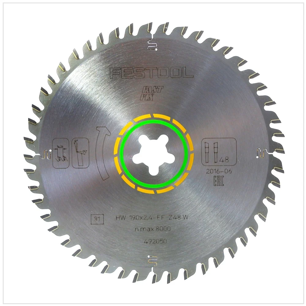 Festool hoja de sierra circular de dientes finos HW 190 x 2,4 mm xFF W48 190 mm 48 dientes FastFix (492050)